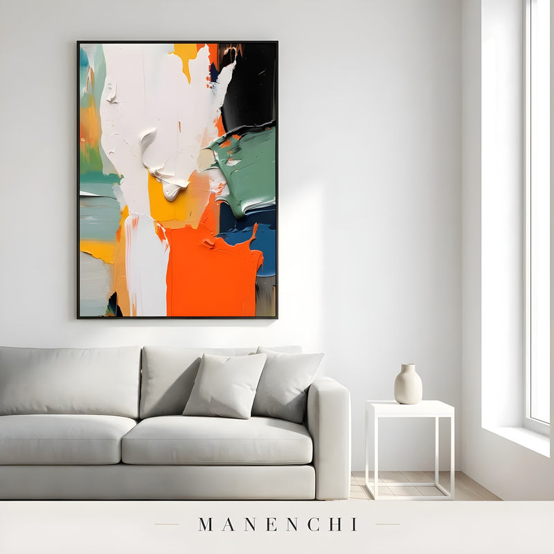 Vivid Kinetic Resonance abstract painting displayed in modern living room