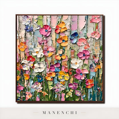 Vivid Meadow Impasto - original hand-painted abstract painting by Manenchi