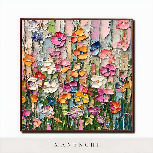 Vivid Meadow Impasto - original hand-painted abstract painting by Manenchi