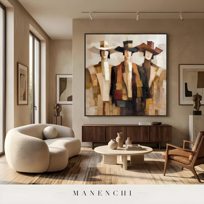 Western Trio Impression portrait displayed in contemporary living room display