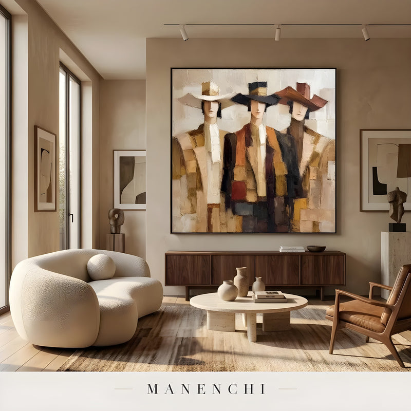 Western Trio Impression portrait displayed in contemporary living room display