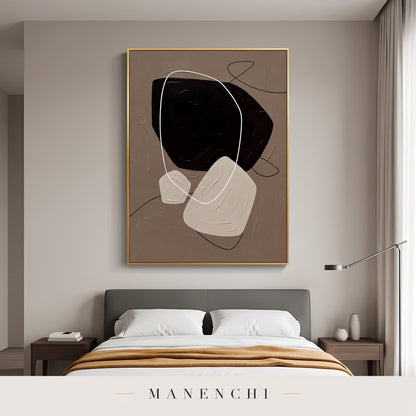 Zen Stones abstract painting displayed in a modern bedroom