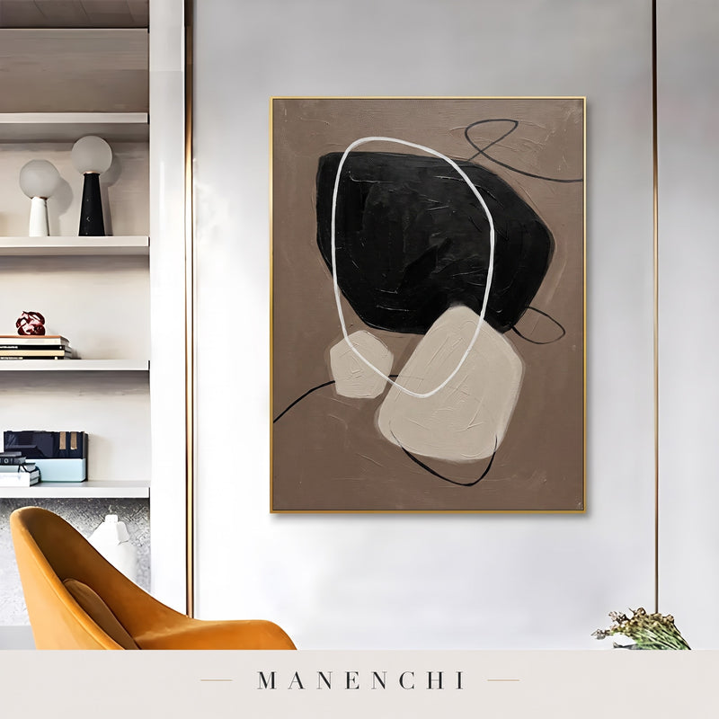 Zen Stones abstract painting displayed in a modern living room
